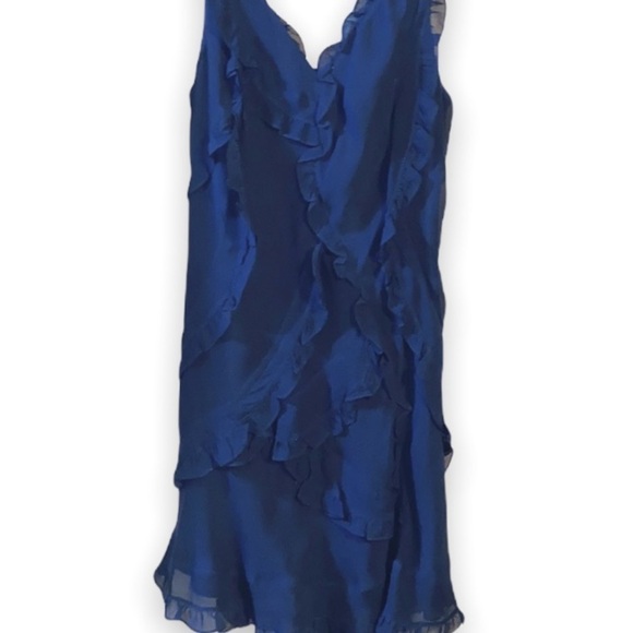 BCBG Silk ruffled dress. Royal blue - Picture 3 of 8